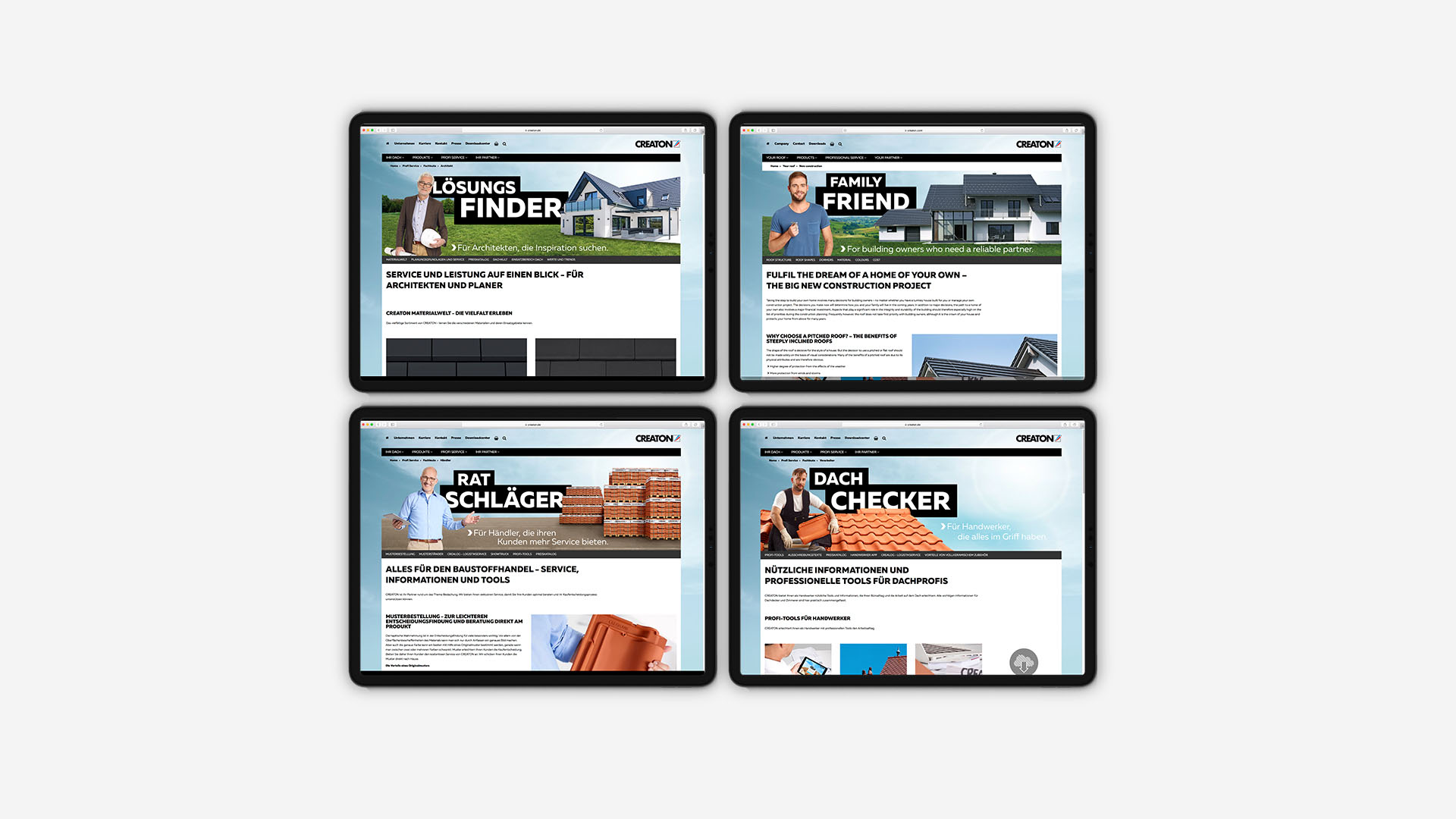 Zielgruppenspezifische Landingpages auf der Creaton Website